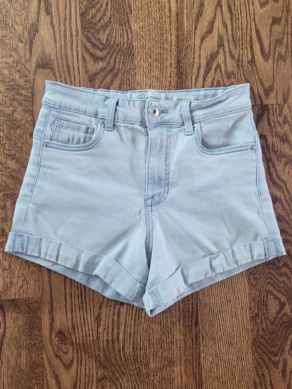 Light Wash High-Rise Denim Shorts